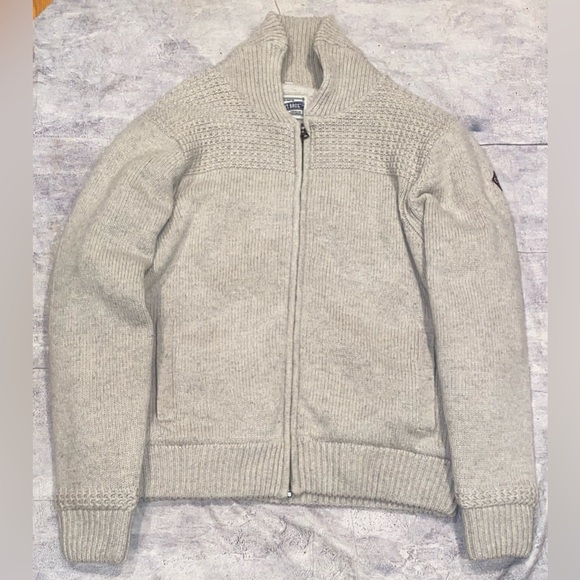 Schott Wool Blend Sherpa Mutton Lined Full Zip Up Jacket Sweater Knit Cardigan - Picture 1 of 6